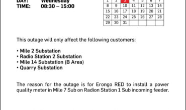 NOTICE OF POWER OUTAGE TO WALVIS BAY 11KV NETWORK – MILE 7 SUBSTATION