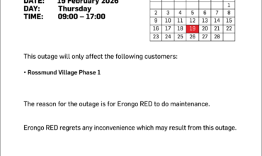 NOTICE OF POWER OUTAGE ROSSMUND GOLF SUBSTATION