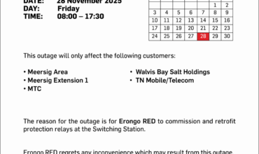 NOTICE OF POWER OUTAGE TO MEERSIG, WALVIS BAY