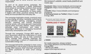 ERONGO RED LAUNCHES POWER SAVING CAMPAIGN TO PROMOTE SMART ELECTRICITY USE