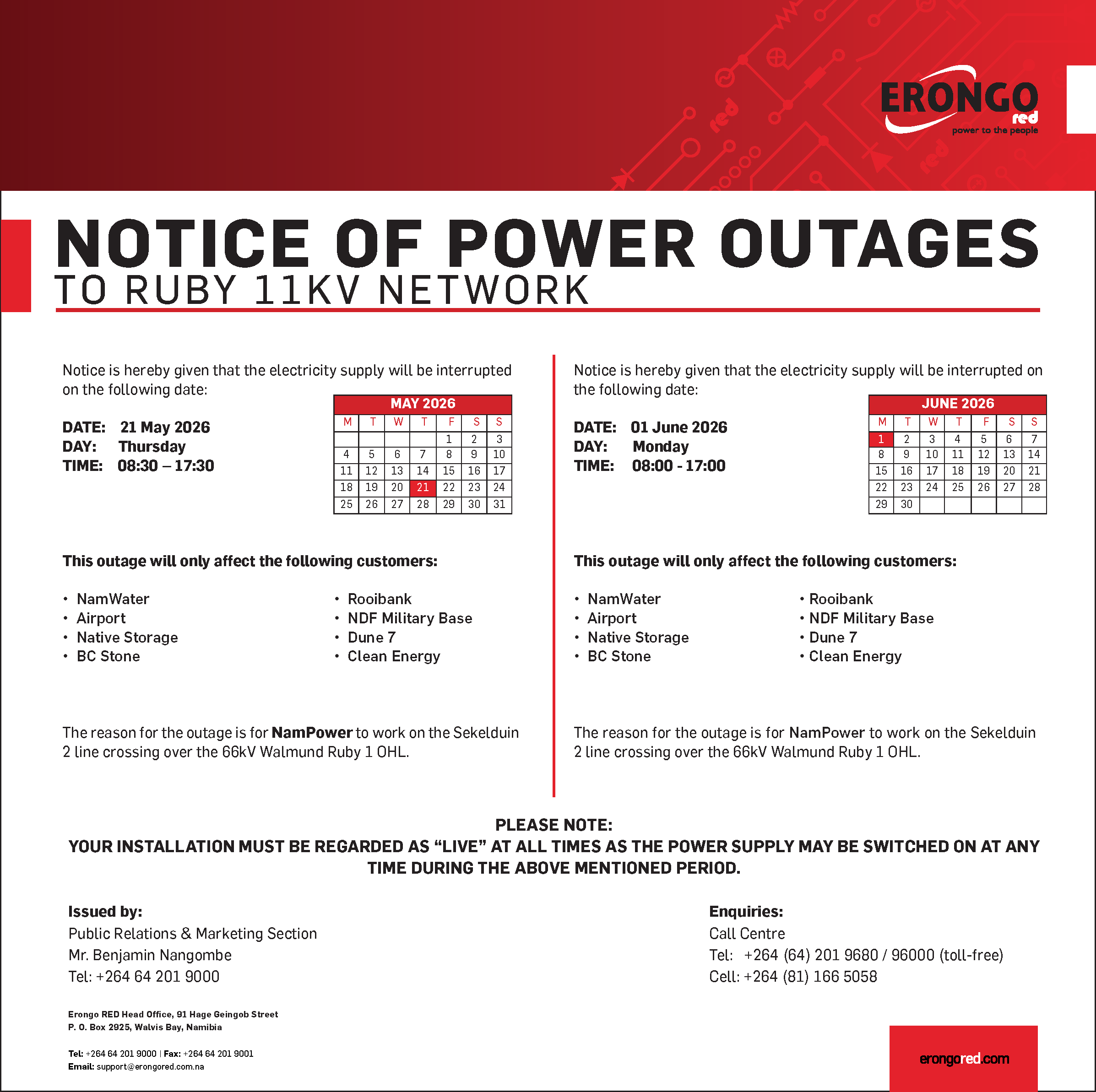 TO RUBY 11KV NETWORK