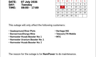 NOTICE OF POWER OUTAGE TO WALMUND NAMIBWATER 22KV RETICULATION