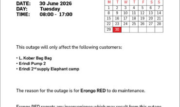 NOTICE OF POWER OUTAGES TO OMBURU ORUPOKO 22KV RETICULATION – BAG BAG T-OFF