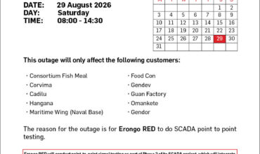 NOTICE OF POWER OUTAGES TO WALVIS BAY 11KV NETWORK PROTEA SWITCHING STATION