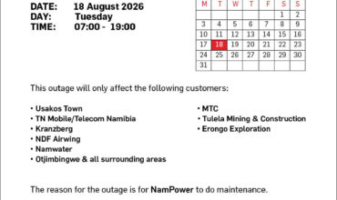 NOTICE OF POWER OUTAGE TO USAKOS TOWN, OTJIMBINGWE AND SURROUNDING AREAS