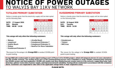 NOTICE OF POWER OUTAGE WALVIS BAY 11KV NETWORK: TUTALENI PRIMARY SUBSTATION & KUISEBMOND PRIMARY SUBSTATION
