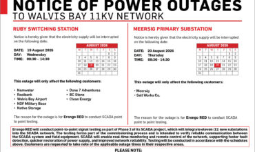 NOTICE OF POWER OUTAGES TO RUBY INTAKE SUBSTATION AND MEERSIG PRIMARY SUBSTATION