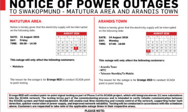 NOTICE OF POWER OUTAGES TO MATUTURA AREA AND ARANDIS TOWN