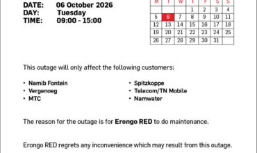 NOTICE OF POWER OUTAGES TO NAMIB FONTEIN 22KV RETICULATION
